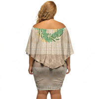 Hawai'i Paniolo Maile Twisted Lei Off Shoulder Short Dress Almond Brown