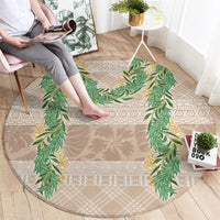 Hawai'i Paniolo Maile Twisted Lei Round Carpet Almond Brown