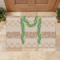 Hawai'i Paniolo Maile Twisted Lei Rubber Doormat Almond Brown