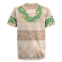 Hawai'i Paniolo Maile Twisted Lei Rugby Jersey Almond Brown LT7 - Polynesian Pride