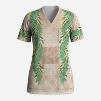 Hawai'i Paniolo Maile Twisted Lei Scrub Top Almond Brown