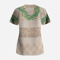Hawai'i Paniolo Maile Twisted Lei Scrub Top Almond Brown