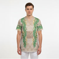 Hawai'i Paniolo Maile Twisted Lei Scrub Top Almond Brown