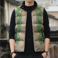 Hawai'i Paniolo Maile Twisted Lei Sleeveless Puffer Jacket Almond Brown LT7 - Polynesian Pride