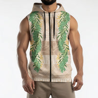 Hawai'i Paniolo Maile Twisted Lei Sleeveless Zip Hoodie Almond Brown