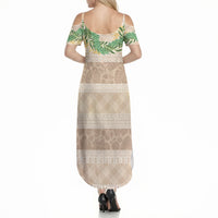 Hawai'i Paniolo Maile Twisted Lei Summer Maxi Dress Almond Brown
