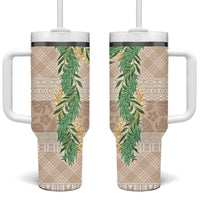 Hawai'i Paniolo Maile Twisted Lei Tumbler With Handle Almond Brown