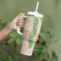 Hawai'i Paniolo Maile Twisted Lei Tumbler With Handle Almond Brown