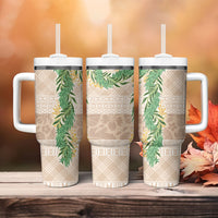 Hawai'i Paniolo Maile Twisted Lei Tumbler With Handle Almond Brown