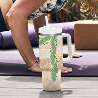 Hawai'i Paniolo Maile Twisted Lei Tumbler With Handle Almond Brown