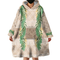 Hawai'i Paniolo Maile Twisted Lei Wearable Blanket Hoodie Almond Brown