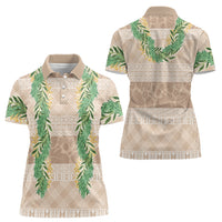 Hawai'i Paniolo Maile Twisted Lei Women Polo Shirt Almond Brown