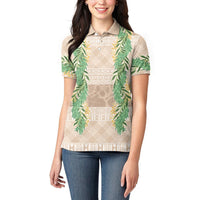 Hawai'i Paniolo Maile Twisted Lei Women Polo Shirt Almond Brown