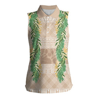 Hawai'i Paniolo Maile Twisted Lei Women Sleeveless Polo Shirt Almond Brown