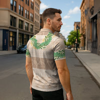 Hawai'i Paniolo Maile Twisted Lei Zipper Polo Shirt Almond Brown