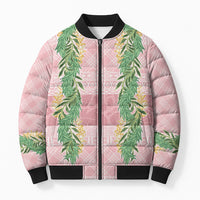 Hawai'i Paniolo Maile Twisted Lei Bomber Puffer Jacket Dusty Rose