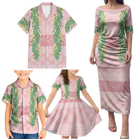Hawai'i Paniolo Maile Twisted Lei Family Matching Puletasi and Hawaiian Shirt Dusty Rose
