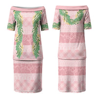Hawai'i Paniolo Maile Twisted Lei Family Matching Puletasi and Hawaiian Shirt Dusty Rose
