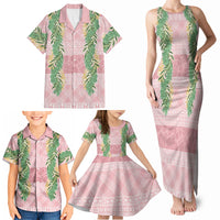 Hawai'i Paniolo Maile Twisted Lei Family Matching Tank Maxi Dress and Hawaiian Shirt Dusty Rose