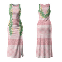 Hawai'i Paniolo Maile Twisted Lei Family Matching Tank Maxi Dress and Hawaiian Shirt Dusty Rose