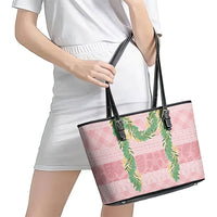 Hawai'i Paniolo Maile Twisted Lei Leather Tote Bag Dusty Rose LT7 - Polynesian Pride