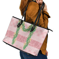 Hawai'i Paniolo Maile Twisted Lei Leather Tote Bag Dusty Rose LT7 - Polynesian Pride