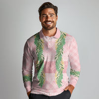 Hawai'i Paniolo Maile Twisted Lei Long Sleeve Polo Shirt Dusty Rose
