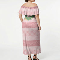 Hawai'i Paniolo Maile Twisted Lei Off Shoulder Maxi Dress Dusty Rose