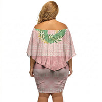 Hawai'i Paniolo Maile Twisted Lei Off Shoulder Short Dress Dusty Rose