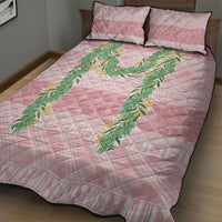 Hawai'i Paniolo Maile Twisted Lei Quilt Bed Set Dusty Rose