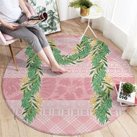 Hawai'i Paniolo Maile Twisted Lei Round Carpet Dusty Rose