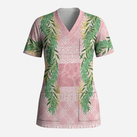 Hawai'i Paniolo Maile Twisted Lei Scrub Top Dusty Rose