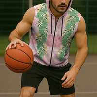 Hawai'i Paniolo Maile Twisted Lei Sleeveless Zip Hoodie Dusty Rose