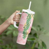 Hawai'i Paniolo Maile Twisted Lei Tumbler With Handle Dusty Rose LT7 - Polynesian Pride