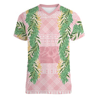 Hawai'i Paniolo Maile Twisted Lei Women V-Neck T-Shirt Dusty Rose