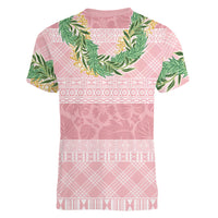 Hawai'i Paniolo Maile Twisted Lei Women V-Neck T-Shirt Dusty Rose