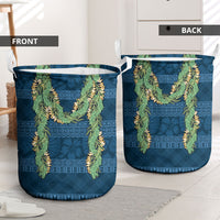 Hawai'i Paniolo Maile Twisted Lei Laundry Basket Cobalt Blue