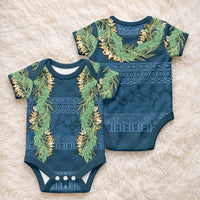 Hawai'i Paniolo Maile Twisted Lei Baby Onesie Cobalt Blue