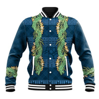 Hawai'i Paniolo Maile Twisted Lei Baseball Jacket Cobalt Blue