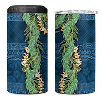 Hawai'i Paniolo Maile Twisted Lei 4 in 1 Can Cooler Tumbler Cobalt Blue