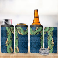 Hawai'i Paniolo Maile Twisted Lei 4 in 1 Can Cooler Tumbler Cobalt Blue