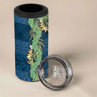 Hawai'i Paniolo Maile Twisted Lei 4 in 1 Can Cooler Tumbler Cobalt Blue