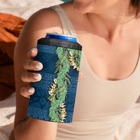 Hawai'i Paniolo Maile Twisted Lei 4 in 1 Can Cooler Tumbler Cobalt Blue