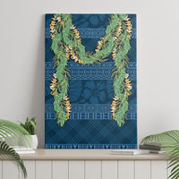 Hawai'i Paniolo Maile Twisted Lei Canvas Wall Art Cobalt Blue