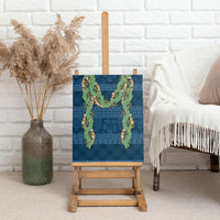 Hawai'i Paniolo Maile Twisted Lei Canvas Wall Art Cobalt Blue