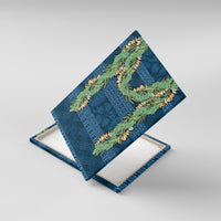 Hawai'i Paniolo Maile Twisted Lei Canvas Wall Art Cobalt Blue