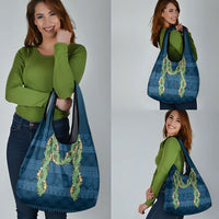 Hawai'i Paniolo Maile Twisted Lei Grocery Bag Cobalt Blue