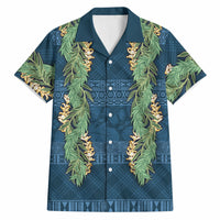 Hawai'i Paniolo Maile Twisted Lei Hawaiian Shirt Cobalt Blue