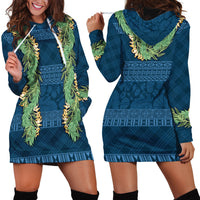 Hawai'i Paniolo Maile Twisted Lei Hoodie Dress Cobalt Blue