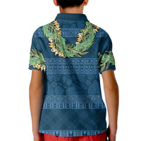 Hawai'i Paniolo Maile Twisted Lei Kid Polo Shirt Cobalt Blue